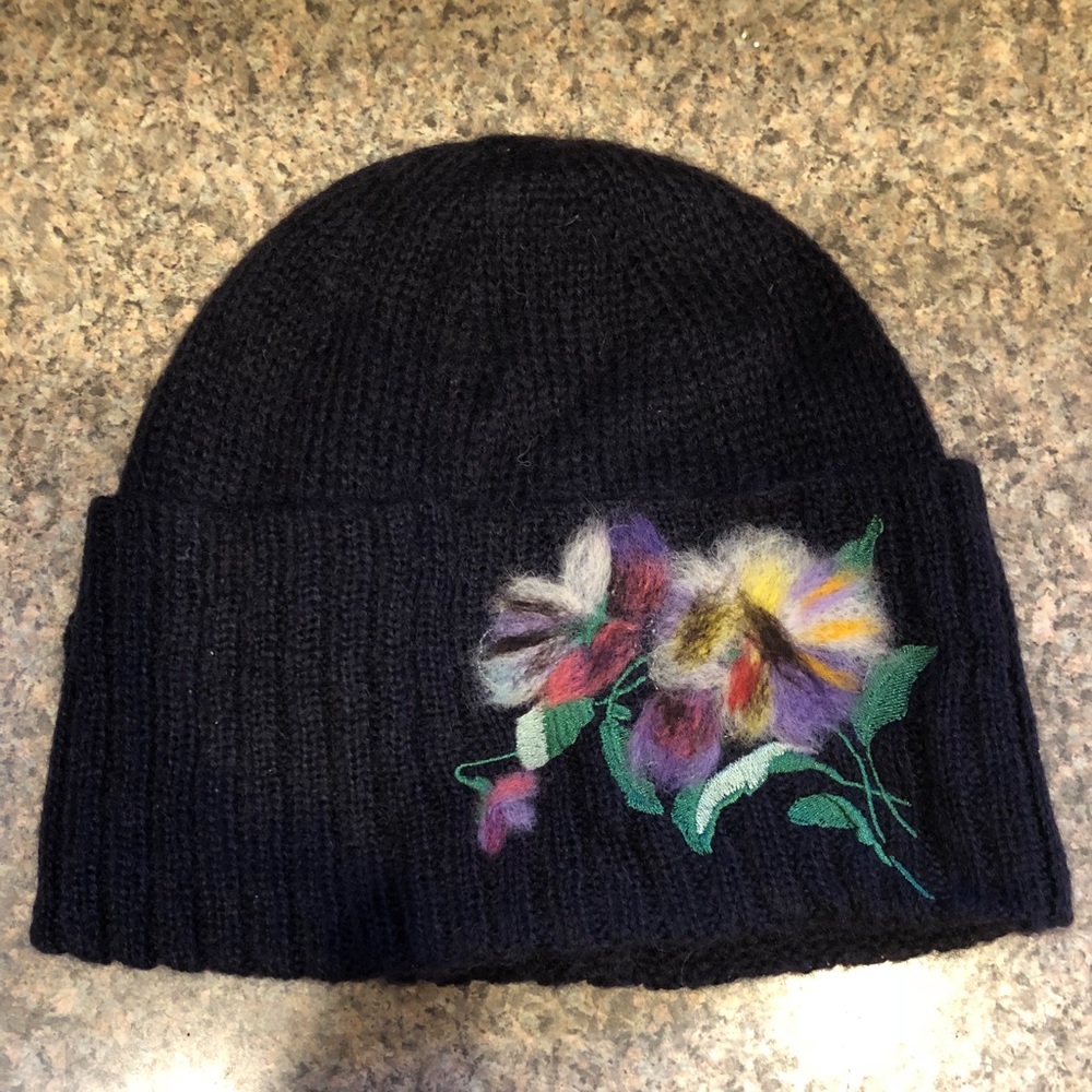 Anthropologie floral beanie